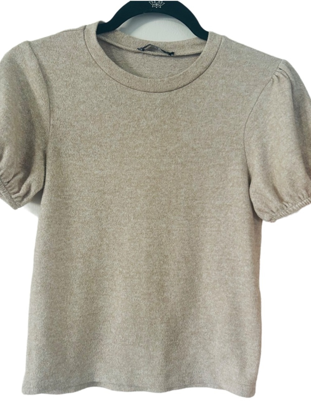 Zara Puff Sleeve Top in Beige